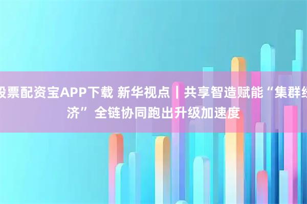 股票配资宝APP下载 新华视点｜共享智造赋能“集群经济” 全链协同跑出升级加速度
